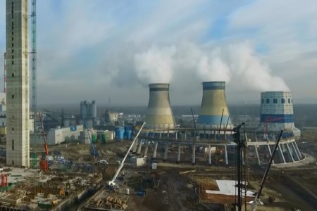Blok 910 MW TAURON Wytwarzanie: chłodnia kominowa ostro w górę