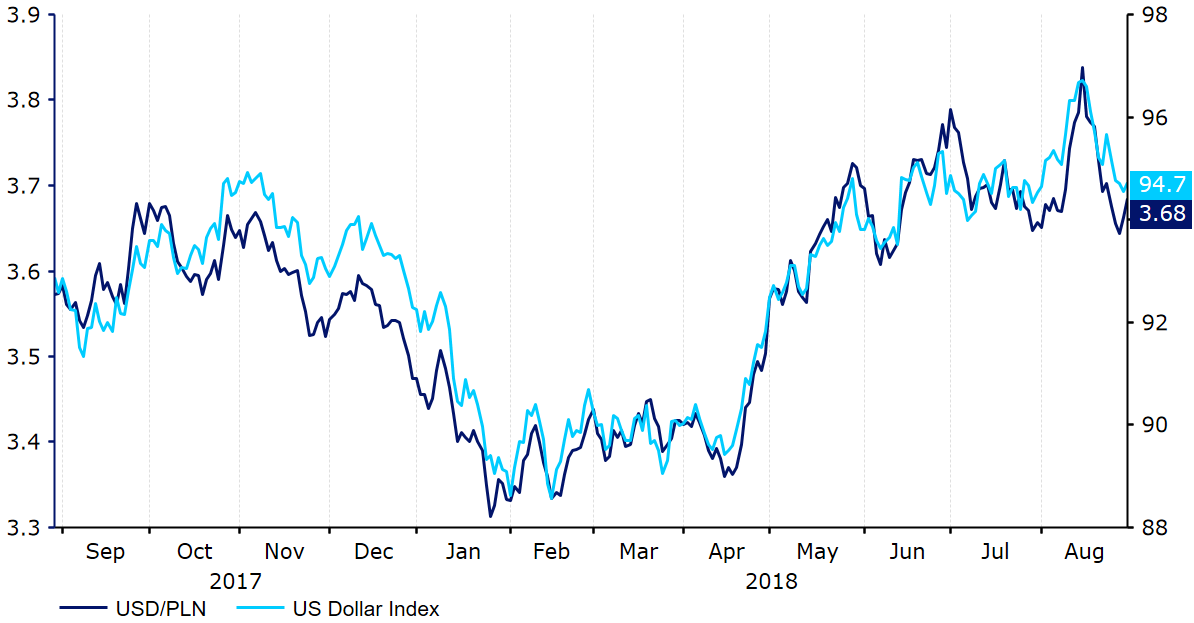Indeks USD & kurs USD PLN