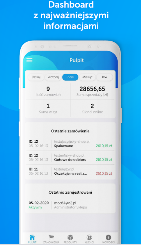 Funkcje aplikacji mobilnej Sky-Shop